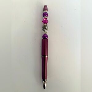 Hand crafted Beaded Pen, black ink with extra refillable ink.